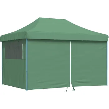 Zahradní stan Skládací party stan Pop-Up se 4 bočními stěnami, 4,1 x 2,79 x 3,15 m zelený