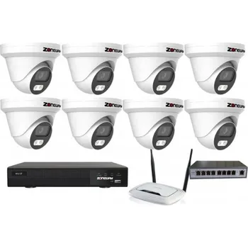 Kompletní kamerový systém 8MPx kamerový IP POE set - 8x NC941, POE switch 8 plus 1| ZONEWAY 8-NC941-3016