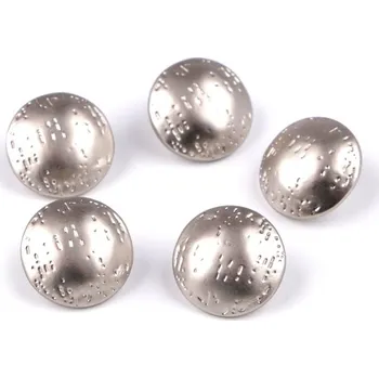 Knoflík Kovový knoflík jemně tepaný velikost 24"; 30"; 38" - (24") nikl (5 ks)