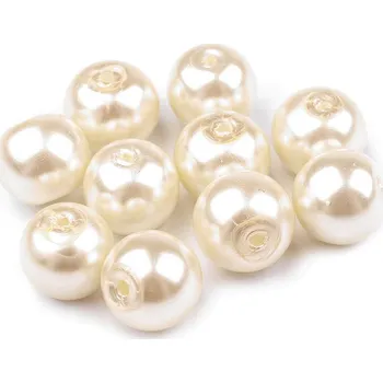 Dětské navlékací korálky Skleněné voskové perly Ø10 mm - krémová nejsvět. (50 g)