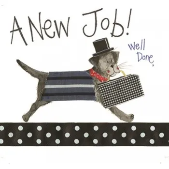 Přání v obálce A New Job!, Pejsci od ALEX CLARK 16*16 cm (Blahopřání s pejskem, psi)