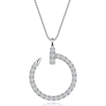 Náhrdelník Stříbrný náhrdelník 925 - kulatý hřebík zdobený čirými zirkony