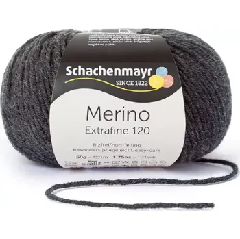 Příze Schachenmayr Merino extrafine 120 Antracitový melír 198 (Příze Merino extrafine 120 Antracitový melír 198)