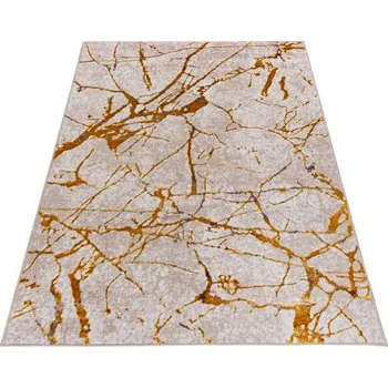 Koberec Makro Abra Kusový koberec abstraktní PALERMO E365A béžový zlatý Rozměr: 80x150 cm