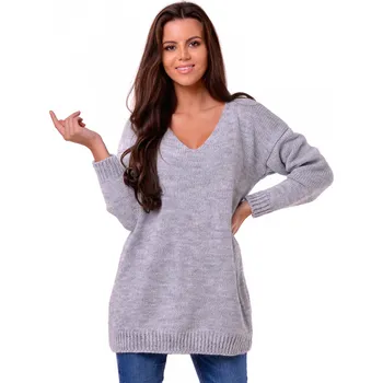 Dámský svetr Dámský pletený pulovr ADORA šedý, VELIKOST L/XL