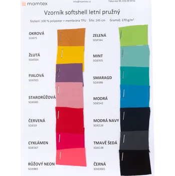 Vzorník softshell letní pružný