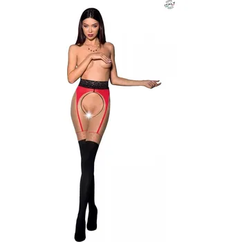 Dámské erotické punčochy Passion TI Open 003 roso - Punčocháče Barva: Červená, Velikost: 1/2