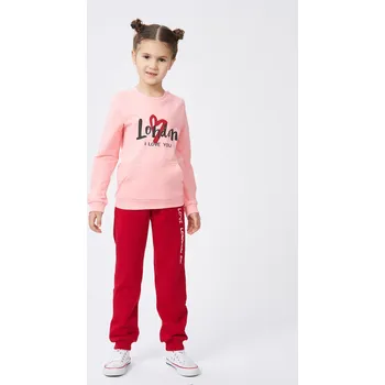 Dívčí tepláky Love London - malinová 104