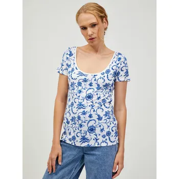 Dámské tričko Modro-bílé vzorované tričko ORSAY - Dámské Orsay modrá | bílá | šedá 1981259