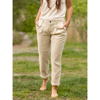 Dámské kalhoty Dámské lněné kalhoty - naturální Naturálně lněná XS - 34