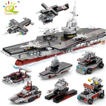 ostatní stavebnice Vojenská loď a letadlo stavebnice pro děti | 562 dílků | styl lego