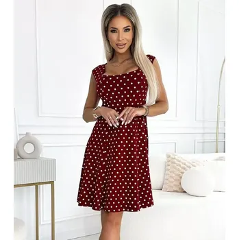 Dámská móda Numoco 241-3 Stella šaty s diamantovým výstřihem bordó