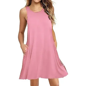 Dámské šaty Áčkové jednobarevné šaty bez rukávů Barva: Růžová, Velikost: S