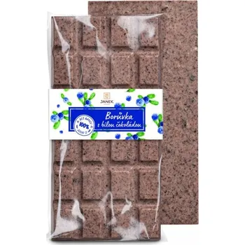 Čokoláda JANEK Bílá ovocná čokoláda - borůvková 85 g