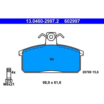Brzdová destička Sada brzdových destiček, kotoučová brzda ATE 13.0460-2997.2