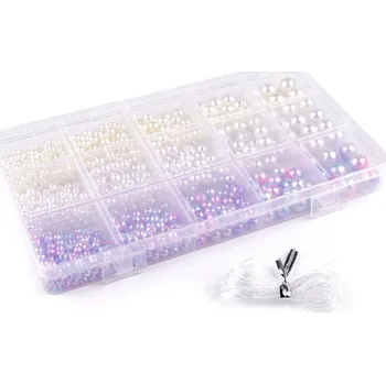 Dětské navlékací korálky Sada plastových voskových korálků v boxu, barva mix náhodný