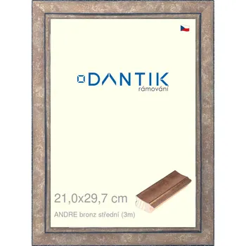 Rám na obraz DANTIK rámeček 21x29,7 | ANDRE bronz střední (Sklo Čiré) (Vyrobeno s láskou u nás v DANTIKU)