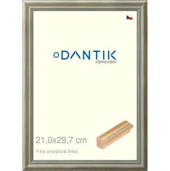 Rám na obraz DANTIK rámeček 21x29,7 | Y-ka oranžová linka (Sklo Čiré) (Vyrobeno s láskou u nás v DANTIKU)