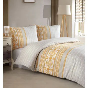 Povlečení Bavlněné povlečení Angelika gold TiaHome 1x Polštář 90x70cm, 1x Přikrývka 140x200cm