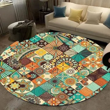 Koberec Vintage mandala kulatý koberec do obýváku - 21,60 cm x 60 cm