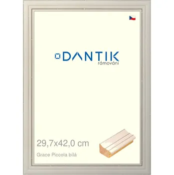 Rám na obraz DANTIK rámeček 29,7x42 | Grace Piccola bílá (Plexi Čiré) (Vyrobeno s láskou u nás v DANTIKU)