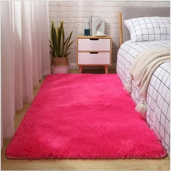 Koberec Koberec do obýváku a dětského pokoje | chlupatý koberec - růže červená,100 x 160 cm (39 x 63 palců)