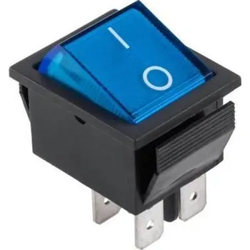 vypínač Přepínač kolébkový 4pin 230V modrý