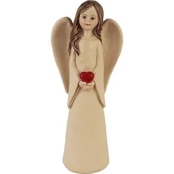 Vánoční dekorace DEKORAČNÍ ANDĚL SE SRDCEM HNĚDÝ 15cm