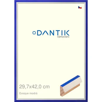 Rám na obraz DANTIK rámeček 29,7x42 | EVOQUE modrá (Plexi Čiré) (Vyrobeno s láskou u nás v DANTIKU)