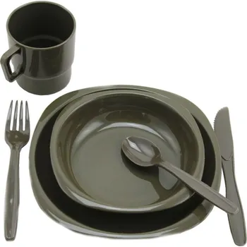 Kempingové nádobí Sada campingového nádobí 26 ks ZELENÁ (Jídelní 26ti dílný campingový set nádobí pro 4 osoby, vhodné na piknik a kempování.)