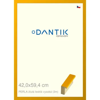 Rám na obraz DANTIK rámeček 42x59,4 | PERLA žlutá lesklá vysoká (Plexi Čiré) (Vyrobeno s láskou u nás v DANTIKU)