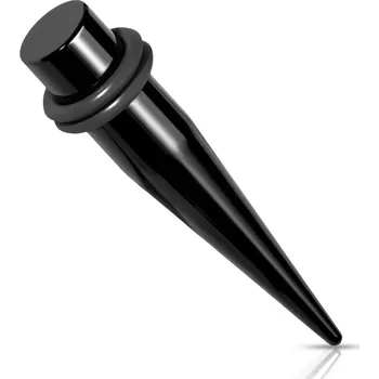 Piercing Ocelový 316L expander do ucha - černá barva, dvě gumičky, PVD úprava - Tloušťka : 6 mm