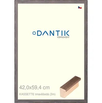 Rám na obraz DANTIK rámeček 42x59,4 | KASSETTE tmavěšedá (Plexi Čiré) (Vyrobeno s láskou u nás v DANTIKU)