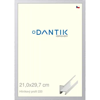 Rám na obraz DANTIK rámeček 21x29,7 | ALU profil 6220 Bílá matná (Sklo Čiré) (Vyrobeno s láskou u nás v DANTIKU)
