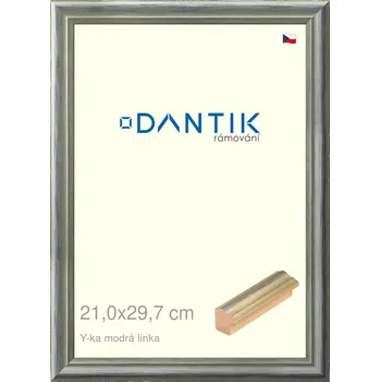 Rám na obraz DANTIK rámeček 21x29,7 | Y-ka modrá linka (Sklo Čiré) (Vyrobeno s láskou u nás v DANTIKU)