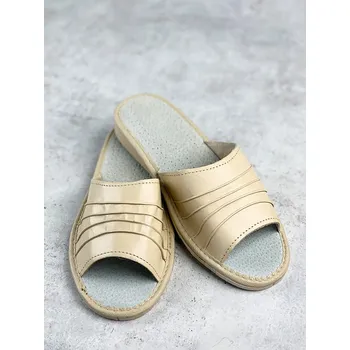 Dámské pantofle Dámské otevřené papuče krémové model 80, VELIKOST 40