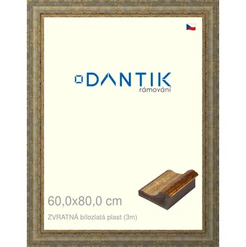 Rám na obraz DANTIK rámeček 60x80 | ZVRATNÁ bílozlatá plast (Plexi Čiré) (Vyrobeno s láskou u nás v DANTIKU)