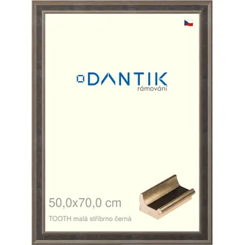 Rám na obraz DANTIK rámeček 50x70 | TOOTH malá stříbrno černá (Plexi Čiré) (Vyrobeno s láskou u nás v DANTIKU)
