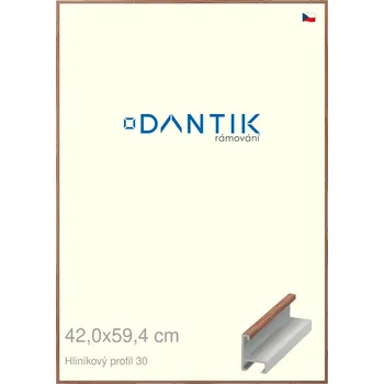 Rám na obraz DANTIK rámeček 42x59,4 | ALU profil 6030 Dýha ořech lak matný (Plexi Čiré) (Vyrobeno s láskou u nás v DANTIKU)