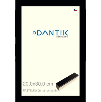 Rám na obraz DANTIK rámeček 20x30 | PASTELKA černá rovná (Sklo Čiré) (Vyrobeno s láskou u nás v DANTIKU)