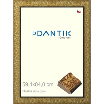 Rám na obraz DANTIK rámeček 59,4x84 | PRAHA zlatá (Plexi Čiré) (Vyrobeno s láskou u nás v DANTIKU)