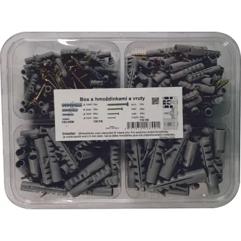 Vrut Sada vrutů a hmoždinek, 25–50 mm, ø 5, 6, 8, 10 mm, 130 ks&nbsp;6899