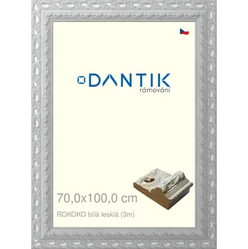 Rám na obraz DANTIK rámeček 70x100 | ROKOKO bílá lesklá (Plexi Čiré) (Vyrobeno s láskou u nás v DANTIKU)
