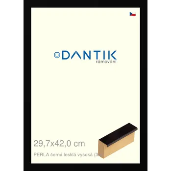 Rám na obraz DANTIK rámeček 29,7x42 | PERLA černá lesklá vysoká (Plexi Čiré) (Vyrobeno s láskou u nás v DANTIKU)