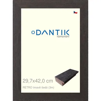 Rám na obraz DANTIK rámeček 29,7x42 | RETRO tmavě šedá (Plexi Čiré) (Vyrobeno s láskou u nás v DANTIKU)