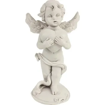 Vánoční dekorace DEKORAČNÍ ANDĚL STOJÍCÍ SE SRDCEM 14cm