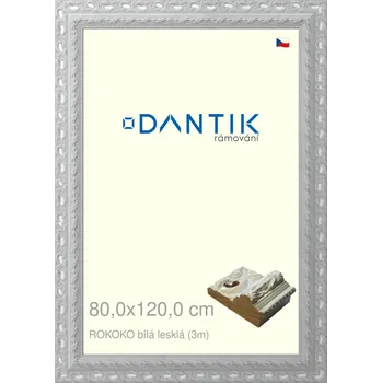 Rám na obraz DANTIK rámeček 80x120 | ROKOKO bílá lesklá (Plexi Čiré) (Vyrobeno s láskou u nás v DANTIKU)