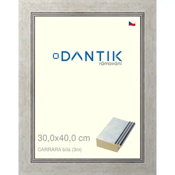 Rám na obraz DANTIK rámeček 30x40 | CARRARA Bílá (Plexi Čiré) (Vyrobeno s láskou u nás v DANTIKU)