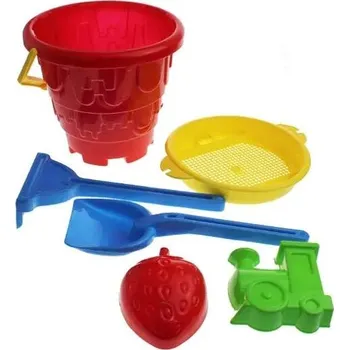 Hračka na písek DOVOZ EU SADA NA STAVĚNÍ HRADU Z PÍSKU S VELKÝM KYBLÍKEM 6 KS