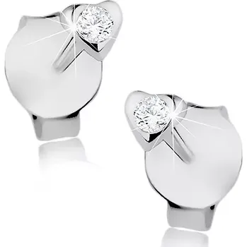 Náušnice Náušnice ze stříbra 925, drobné lesklé srdíčko, čirý Swarovského krystal